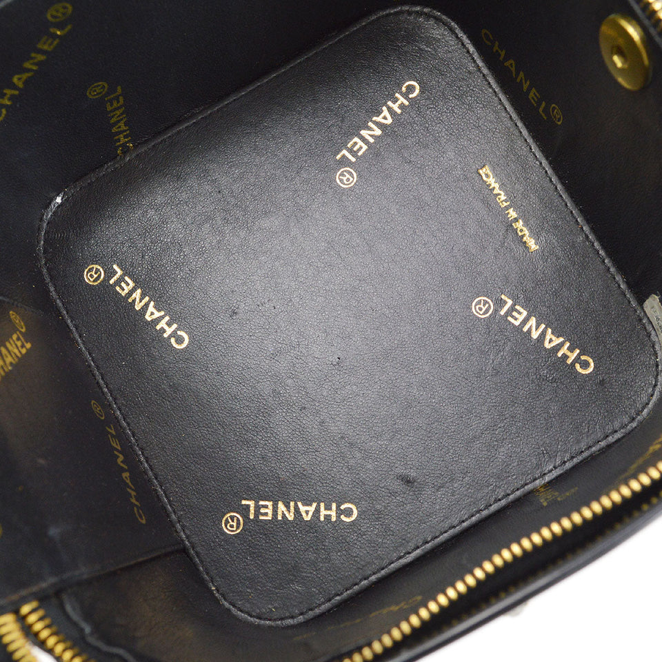 CHANEL 1995 Crystal Vanity Handbag Black Patent Leather