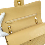 CHANEL 1989-1991 Beige Lambskin Quilted Double Chain Medium
