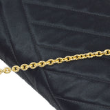 CHANEL 1990's Black Satin Diagonal Crystal & Gold CC Evening Bag