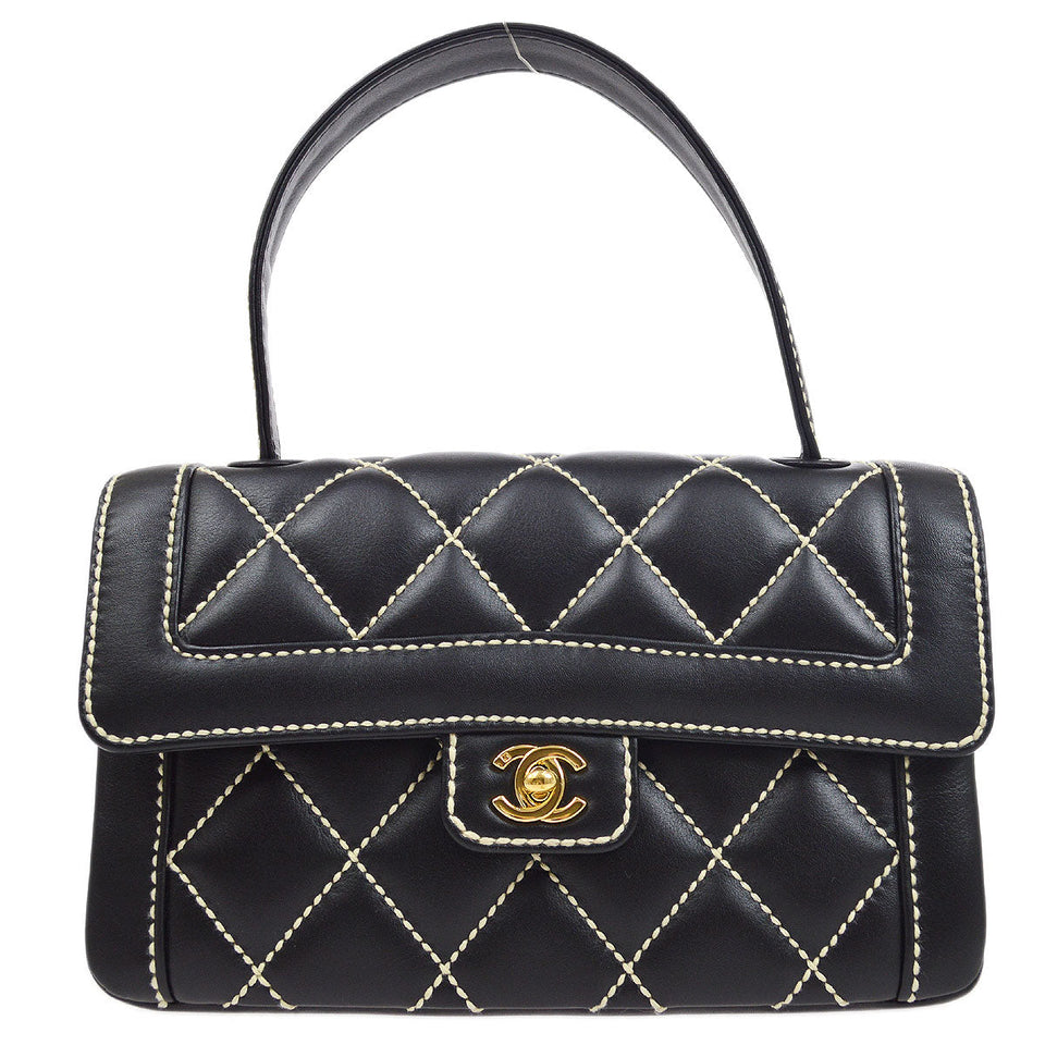 CHANEL 2004-2005 Black Calfskin Wild Stitch Handbag