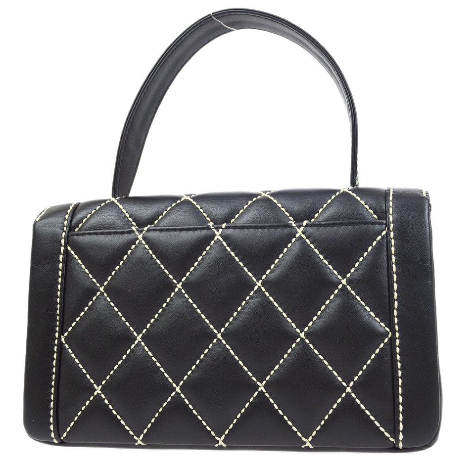 CHANEL 2004-2005 Black Calfskin Wild Stitch Handbag