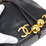 CHANEL 1990s Triple CC Drawstring Bag Black Caviar