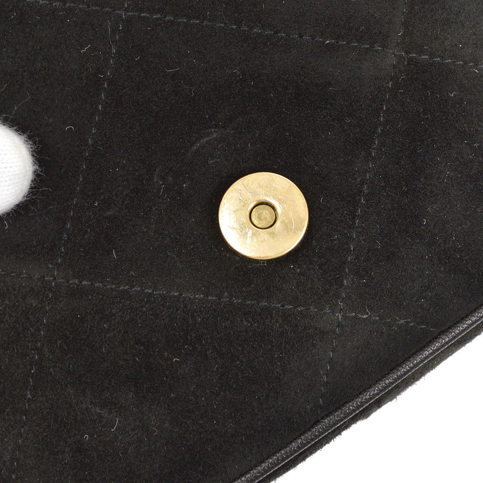 CHANEL 1989-1991 Diamond Shoulder Bag Mini Black Suede