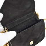 CHANEL 1989-1991 Diamond Shoulder Bag Mini Black Suede