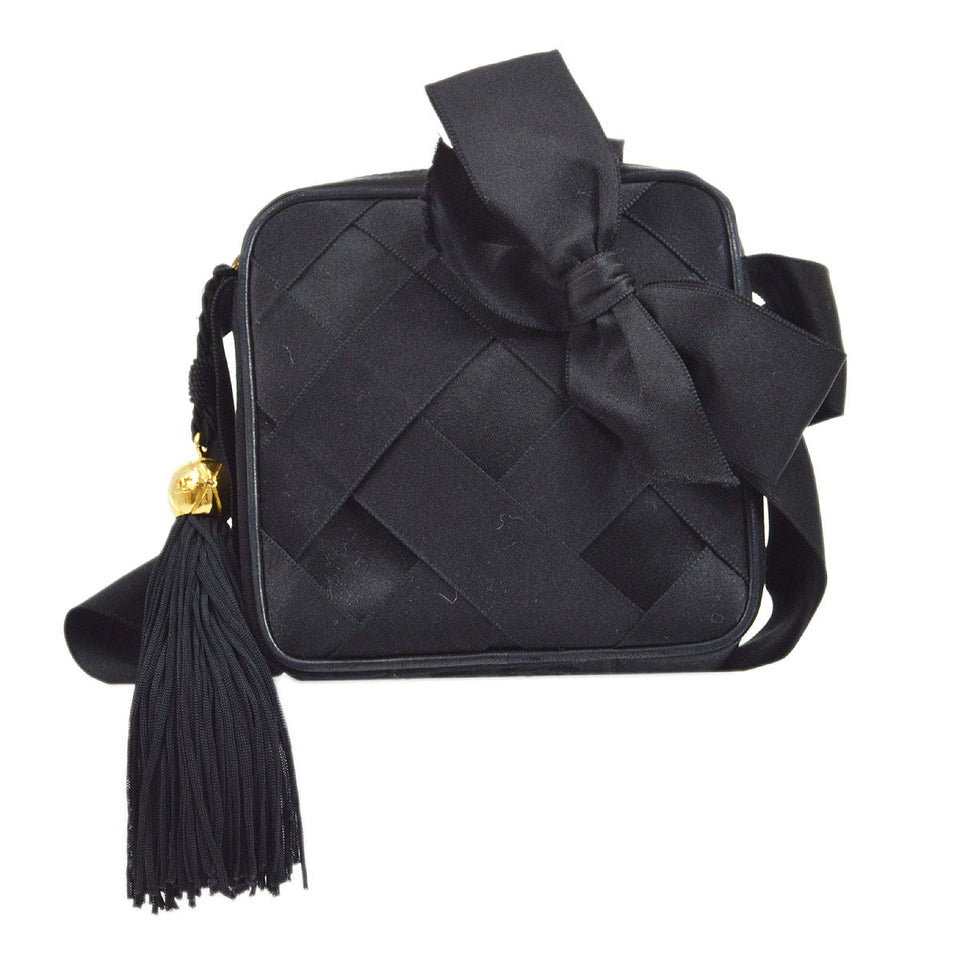 CHANEL 1991-1994 Camera Bag Mini Black satin