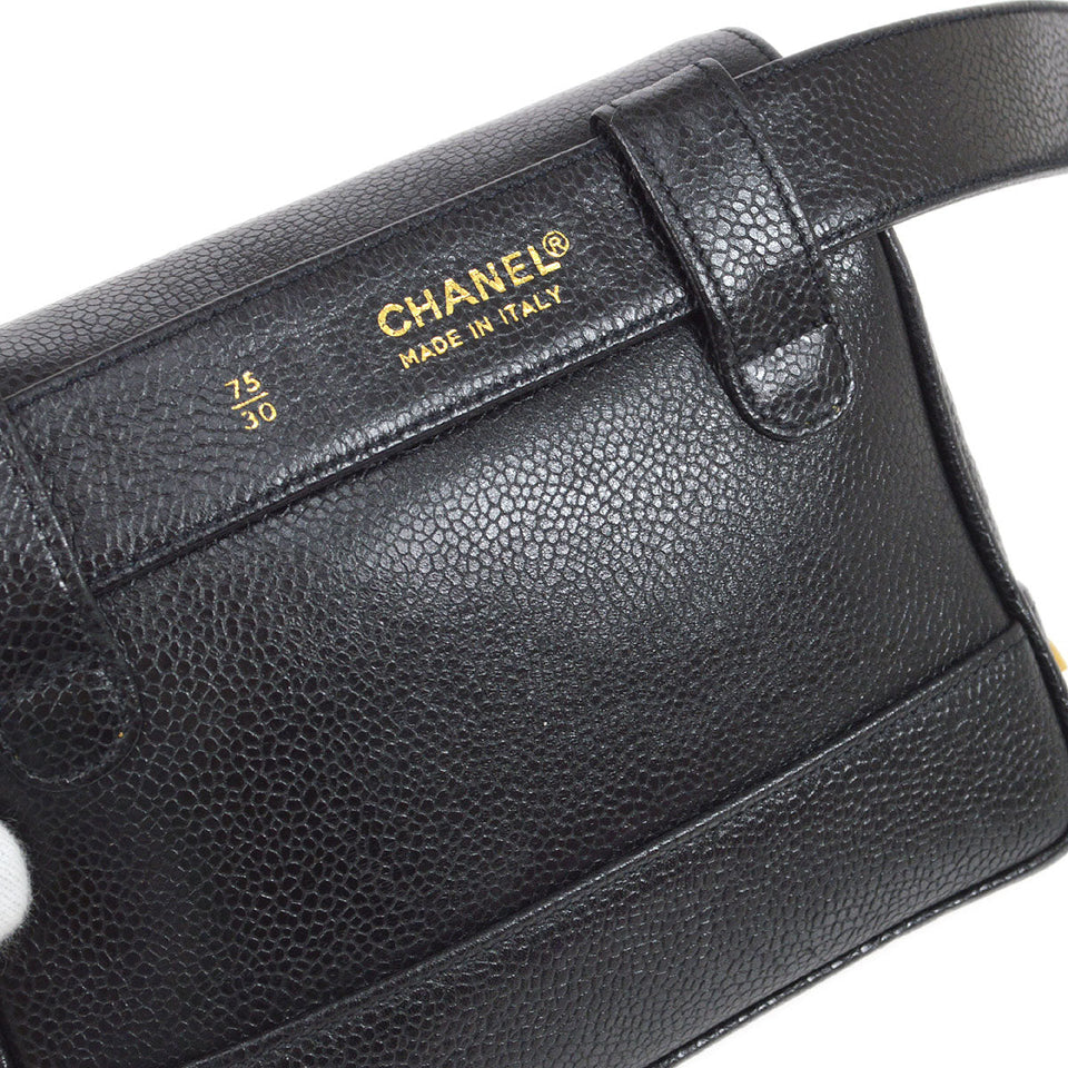CHANEL 1991-1994 Triple CC Belt Bag Black Caviar #75