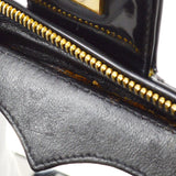 CHANEL 1995 Heart Mirror Vanity Handbag Black Patent Leather