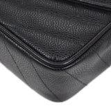 CHANEL 1994-1996 Chevron Letter Flap Mini Black Caviar