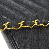 CHANEL 1994-1996 Chevron Letter Flap Mini Black Caviar