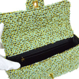 CHANEL * 1994 Classic Flap Handbag Medium Green Tweed