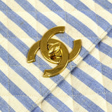 CHANEL 1994-1996 Big CC Striped Straight Flap Medium