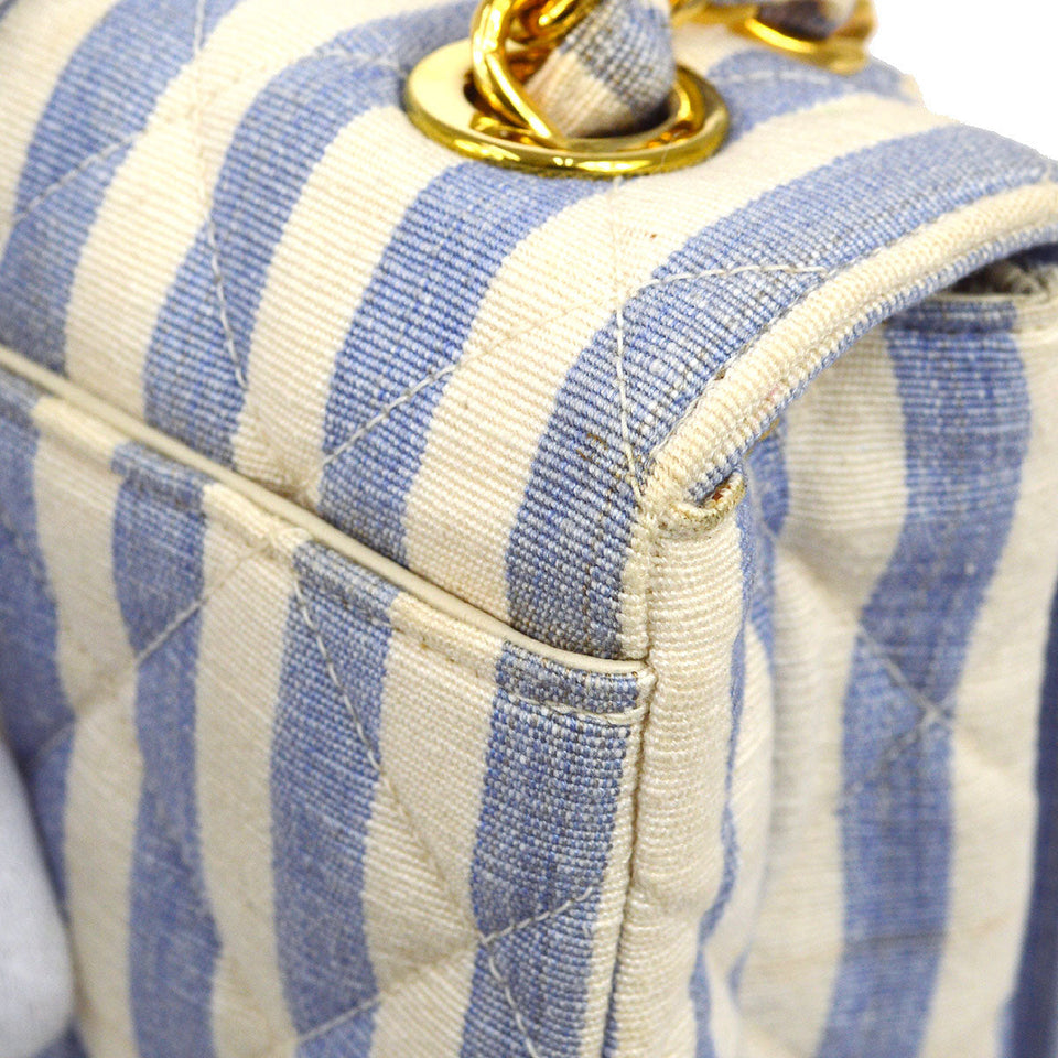 CHANEL 1994-1996 Big CC Striped Straight Flap Medium