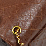 CHANEL 1998 Classic Flap Jumbo Sellier Brown Caviar