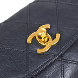 CHANEL 1980's Cosmoline Belt Bag Navy Lambskin #75