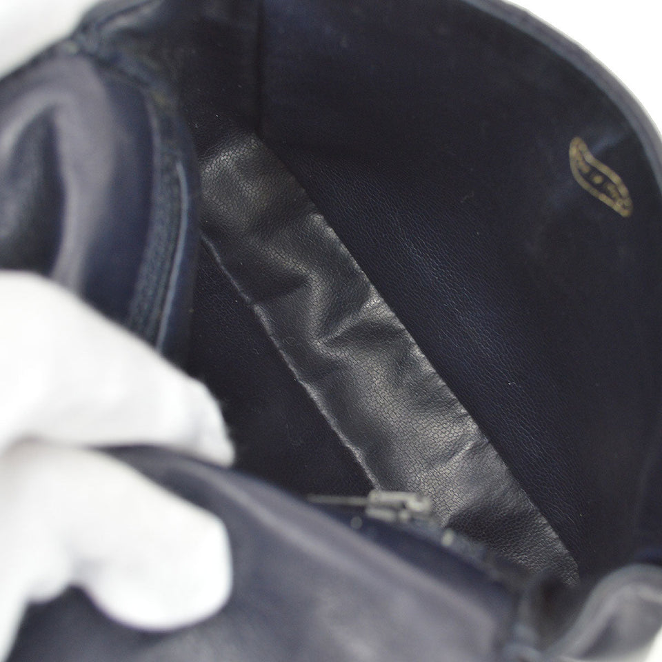 CHANEL 1980's Cosmoline Belt Bag Navy Lambskin #75