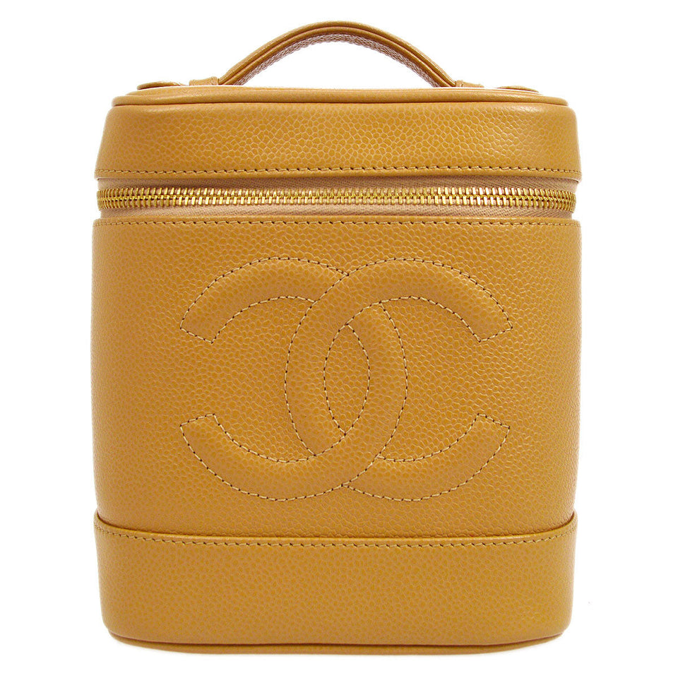 CHANEL 2005-2006 Timeless Vanity Handbag Beige Caviar