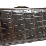CHANEL * 1989-1991 Classic Square Flap 17 Brown Crocodile
