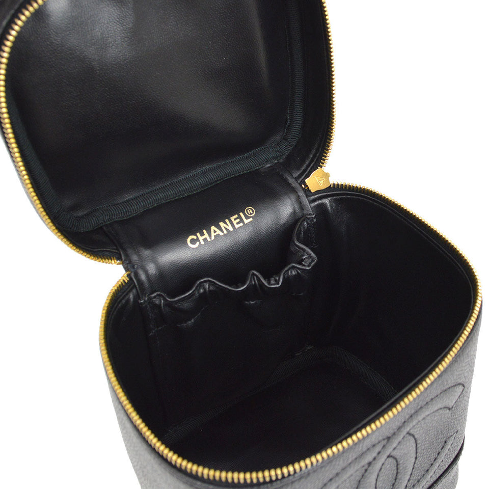 CHANEL 1994-1996 Timeless Vanity Handbag Black Caviar