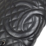 CHANEL 2004-2005 Cambon Ligne Tote Bag Black Calfskin