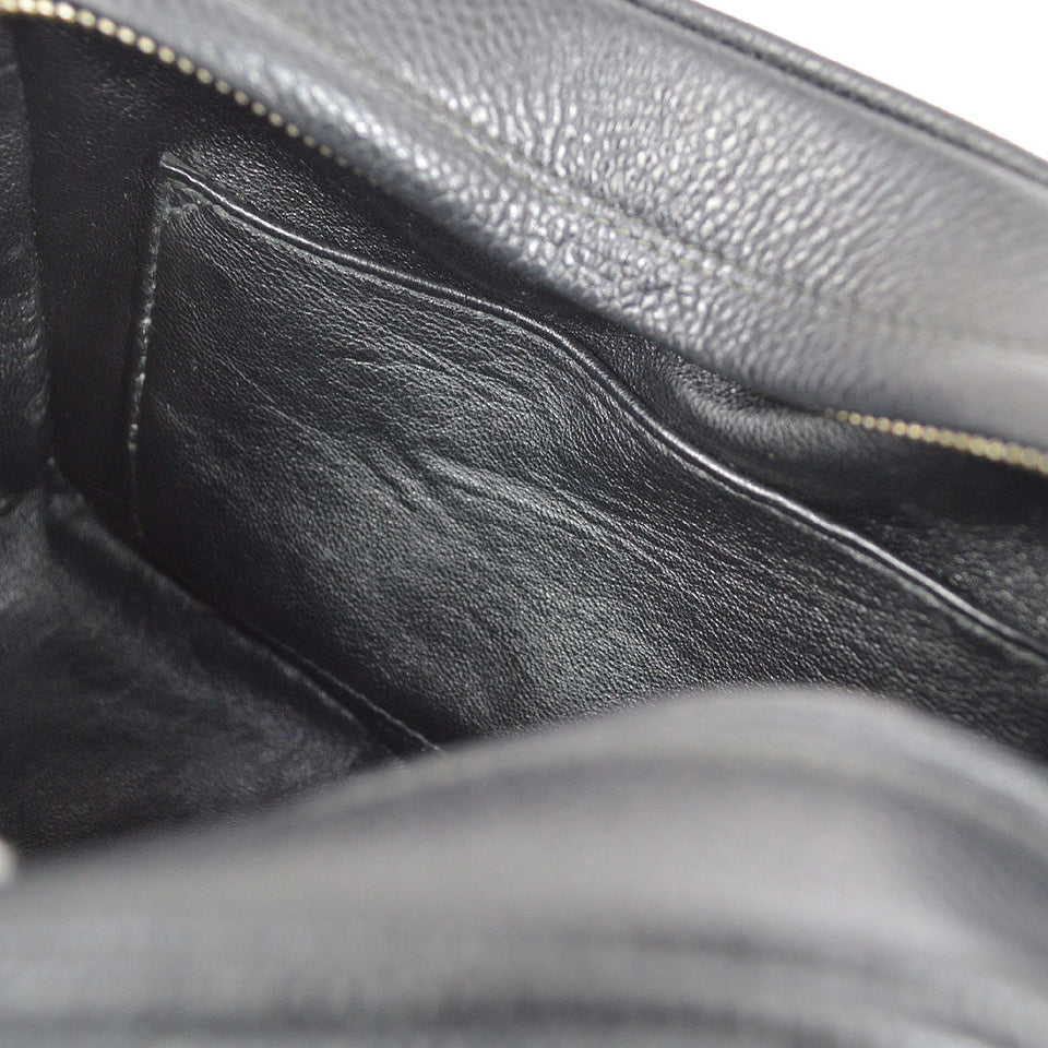 CHANEL 1991-1994 Diagonal Camera Bag Mini Black Caviar