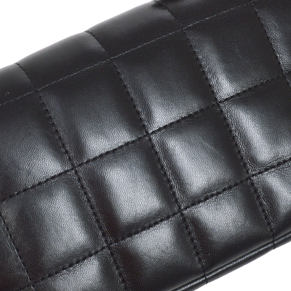 CHANEL 2008-2009 Camellia Choco Bar Flap Bag Mini Black Lambskin