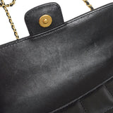 CHANEL 2008-2009 Camellia Choco Bar Flap Bag Mini Black Lambskin
