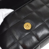 CHANEL 2008-2009 Camellia Choco Bar Flap Bag Mini Black Lambskin