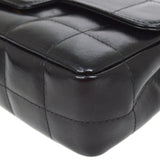 CHANEL 2003-2004 Camellia Choco Bar Shoulder Bag Mini Black Lambskin