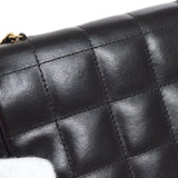 CHANEL 2003-2004 Camellia Choco Bar Shoulder Bag Mini Black Lambskin