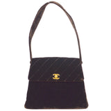 CHANEL 1997-1999 Quilted Flap Shoulder Bag Large Brown Velvet