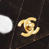 CHANEL 1997-1999 Quilted Flap Shoulder Bag Large Brown Velvet