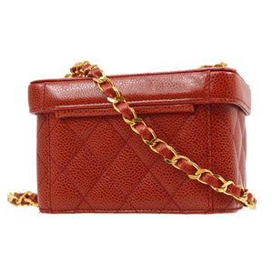 CHANEL Shoulder Bag Micro Red Caviar 15852