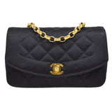 CHANEL 1991-1994 Diana Flap Mini Black Satin