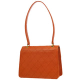 CHANEL 1997-1999 Sellier Flap Shoulder Bag Medium Orange Caviar