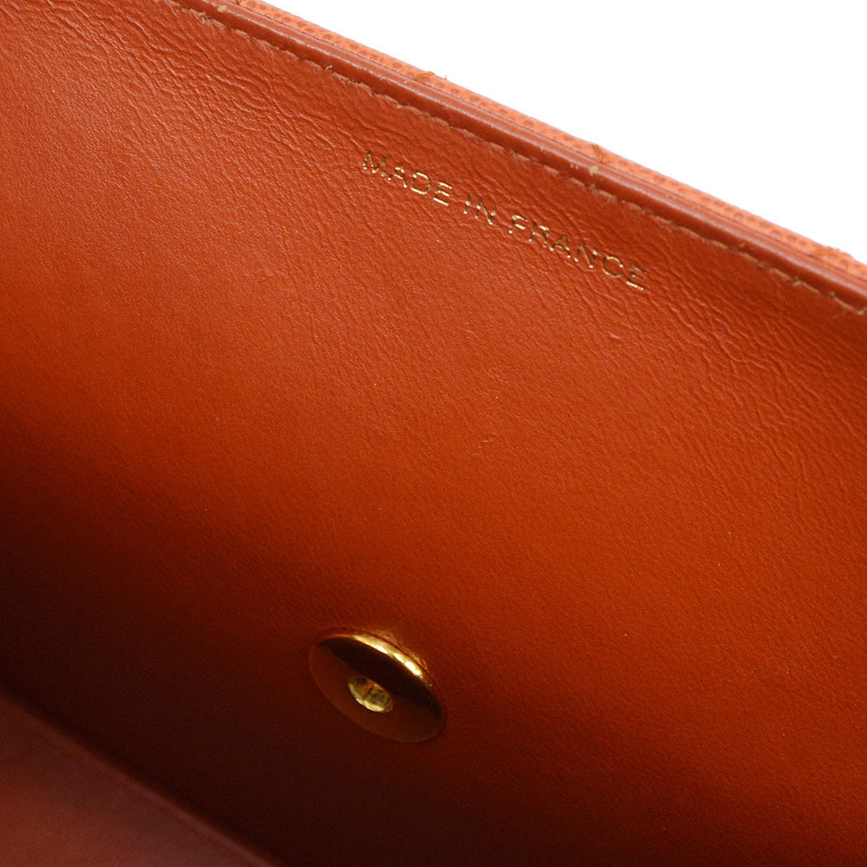 CHANEL 1997-1999 Sellier Flap Shoulder Bag Medium Orange Caviar
