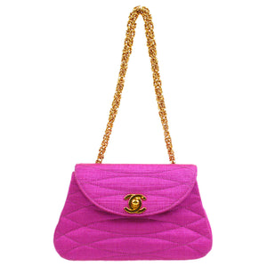 CHANEL 1991-1994 Mini Diagonal Round Flap Handbag 24667