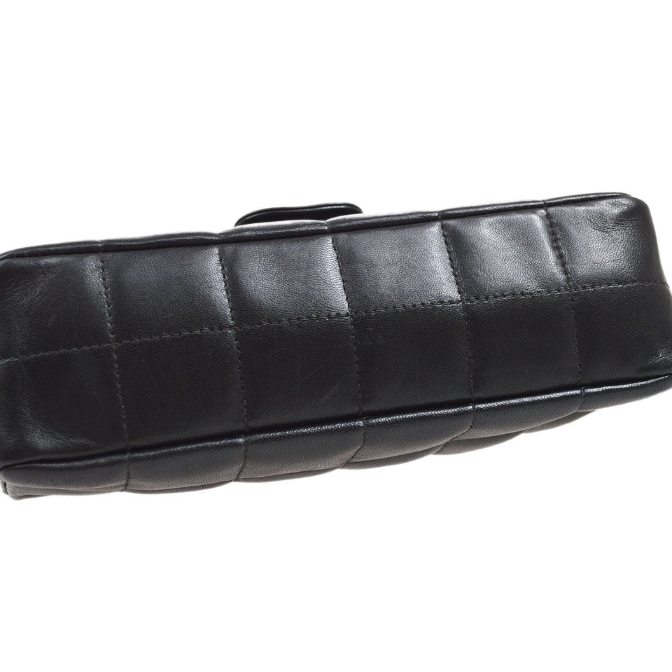 CHANEL 2003-2004 Choco Bar Flap Bag Mini Black Lambskin