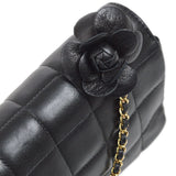 CHANEL 2003-2004 Choco Bar Flap Bag Mini Black Lambskin