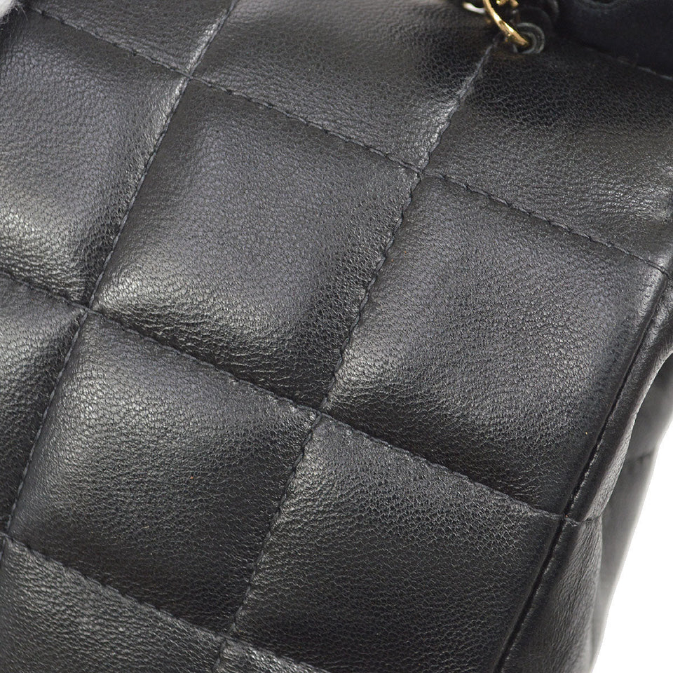 CHANEL 2003-2004 Choco Bar Flap Bag Mini Black Lambskin