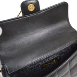 CHANEL 2003-2004 Choco Bar Flap Bag Mini Black Lambskin
