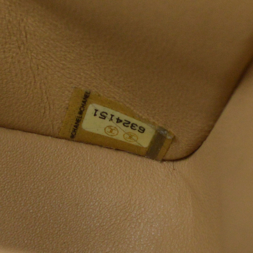 CHANEL 2000-2001 Classic Double Flap Medium SHW Beige Caviar