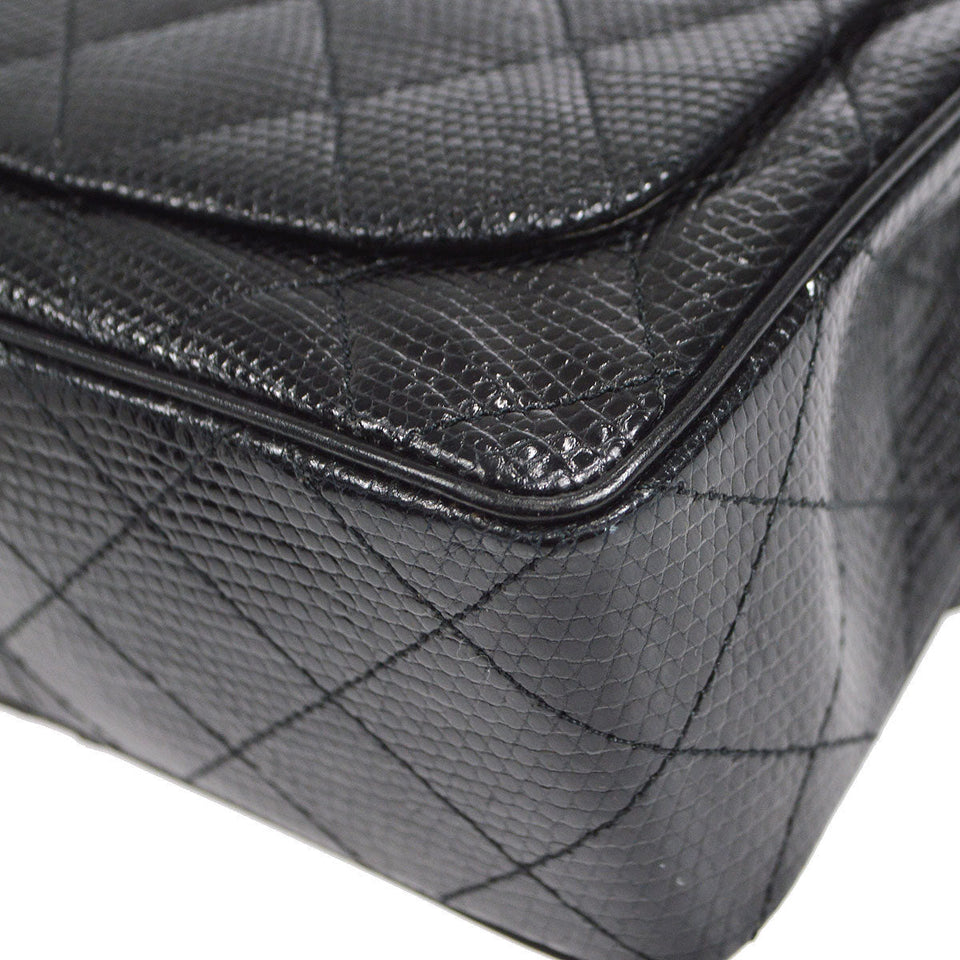 CHANEL * 1991-1994 Classic Square Flap Mini Black Lizard