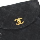 CHANEL 1991-1994 Round Flap Small Black Suede