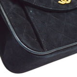 CHANEL 1991-1994 Round Flap Small Black Suede