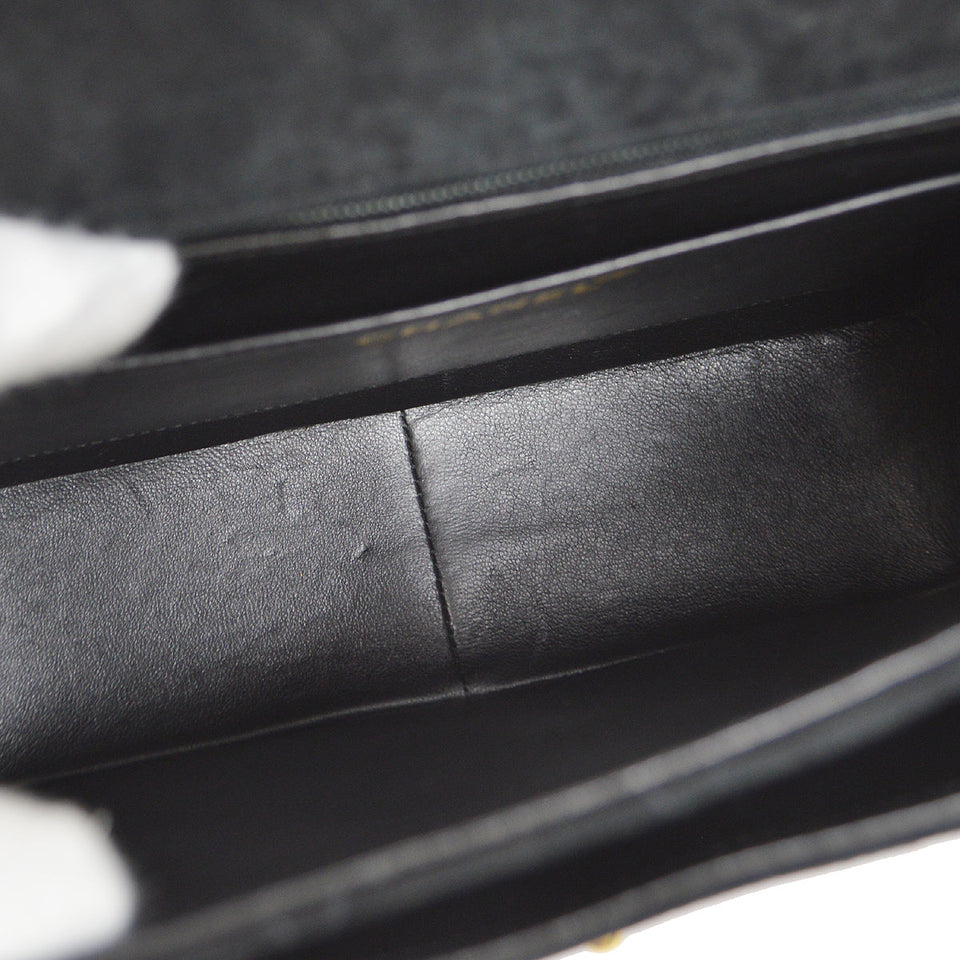 CHANEL 1991-1994 Round Flap Small Black Suede