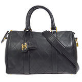 CHANEL 1994-1996 Cosmoline 2way Boston 35 Black Calfskin