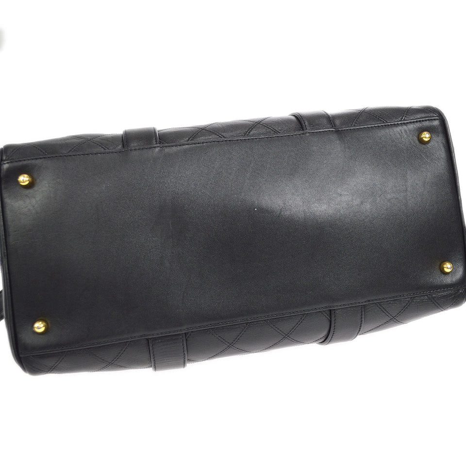 CHANEL 1994-1996 Cosmoline 2way Boston 35 Black Calfskin