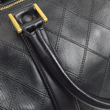 CHANEL 1994-1996 Cosmoline 2way Boston 35 Black Calfskin