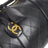 CHANEL 1994-1996 Cosmoline 2way Boston 35 Black Calfskin