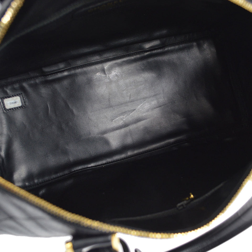 CHANEL 1994-1996 Cosmoline 2way Boston 35 Black Calfskin